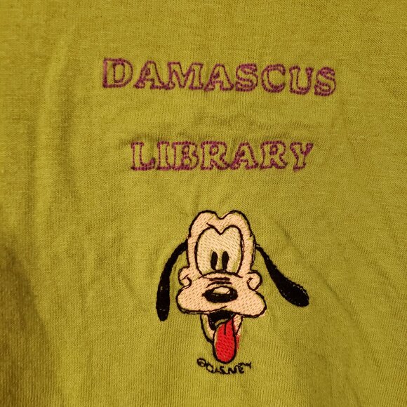 DISNEY GOOFY TSHIRT - "DAMASCUS LIBRARY - PATRICIA" - ADULT L - JERZEES - Picture 6 of 7
